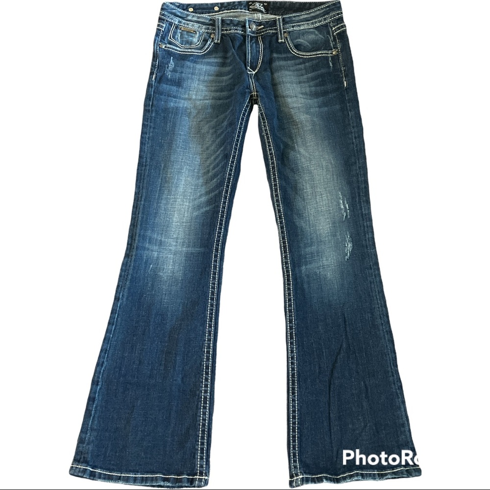 Re-rock for Express women’s bootcut jeans in medium dark wash size 6 s